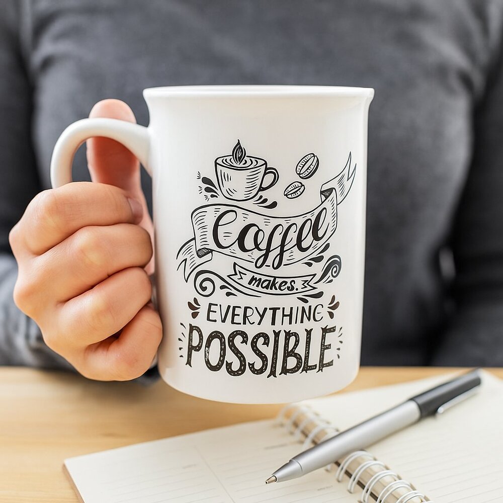 Coffee Makes Everything Possible Mug – Inspirational Ceramic Coffee Cup, Gift